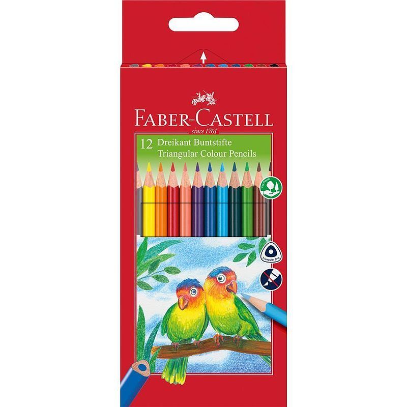 Kredki ołówkowe faber-castell eco colour trójkątne 12 kolorów + temperówka