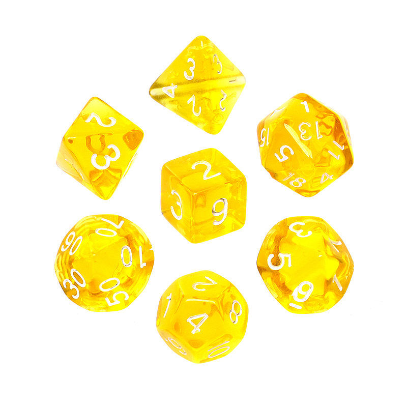 Komplet kości rebel rpg  mini kryształowe żółte