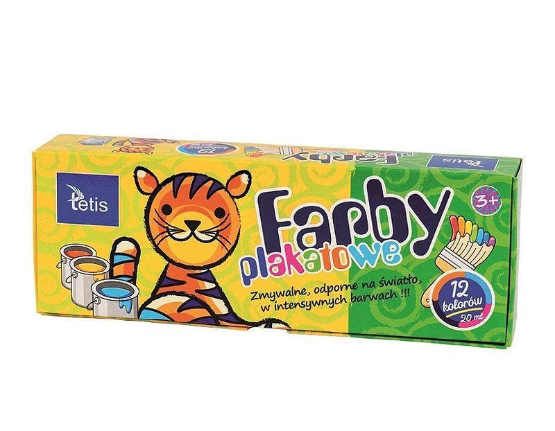 Farby plakatowe tetis 12 kolorów 20ml