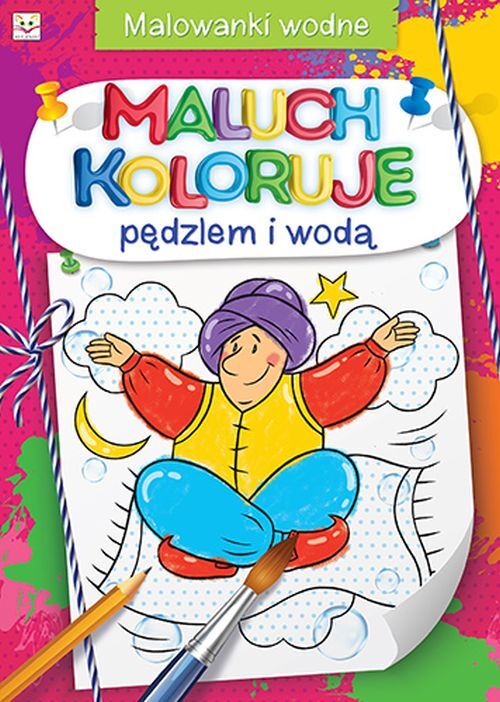Maluch koloruje pędzlem i wodą. Malowanki wodne