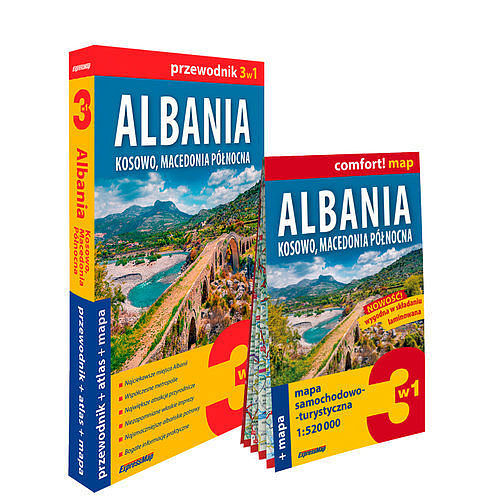 Albania, Kosowo, Macedonia Północna 3w1 przewodnik + atlas + mapa
