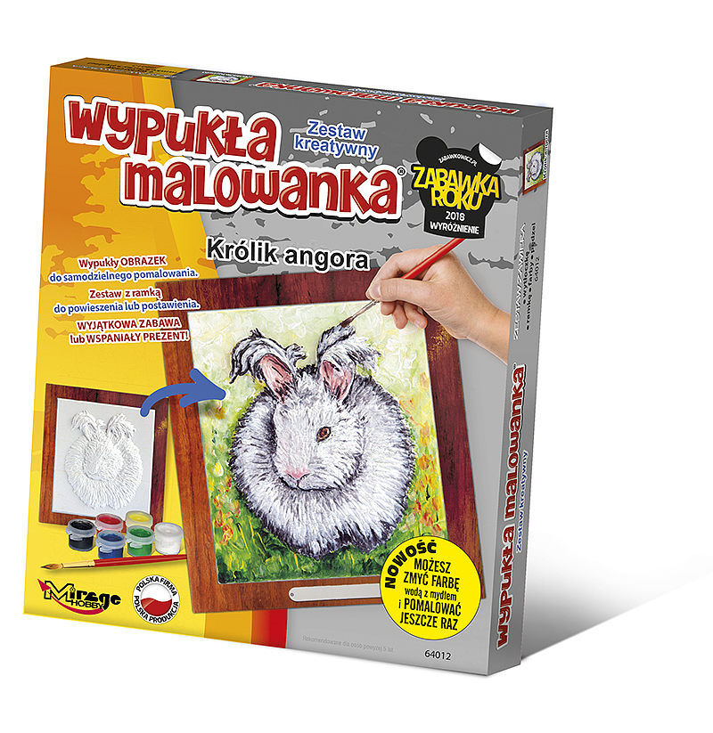 Wypukła malowanka futrzaki królik angora 64012