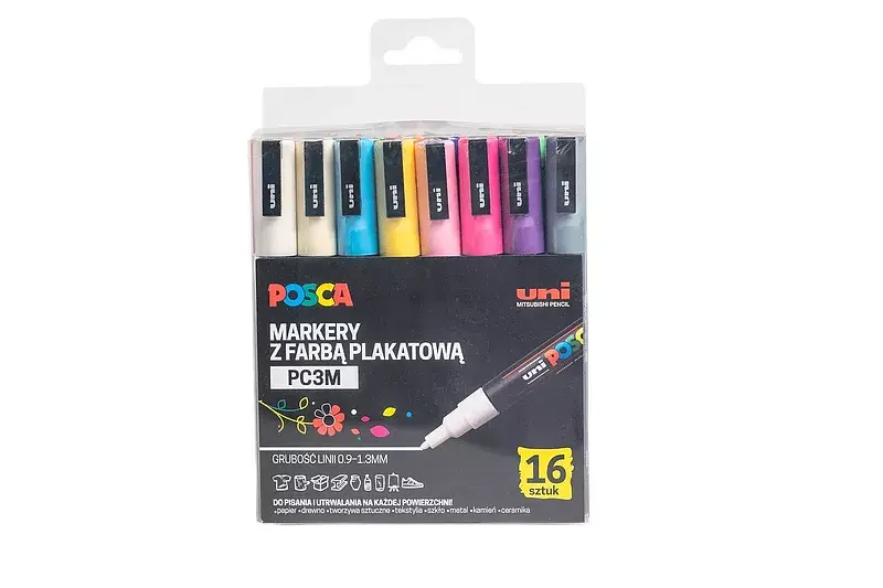 Markery pc-3m 16 kolorów posca uni
