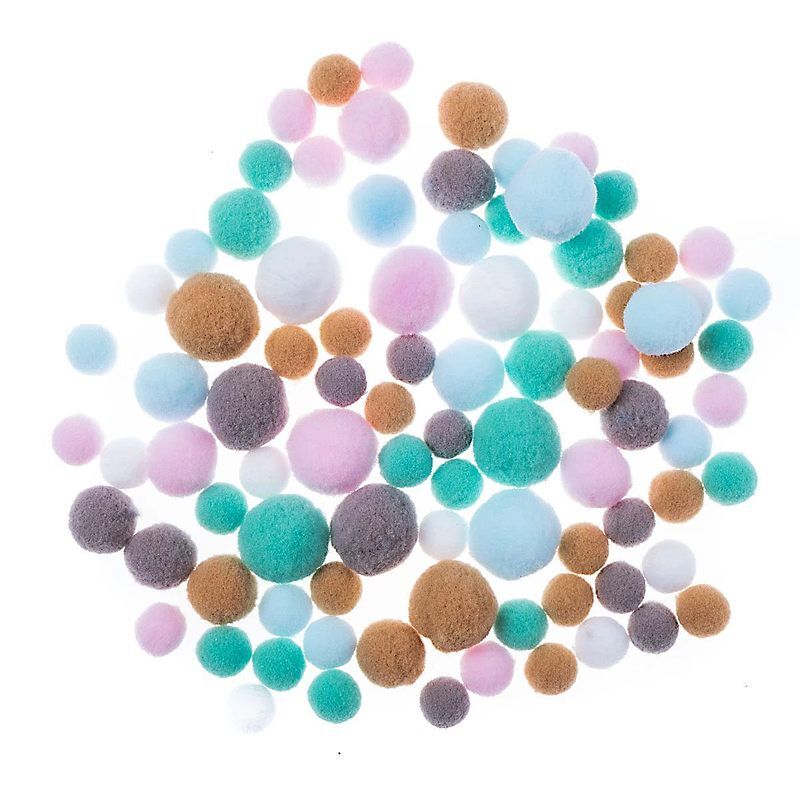 Pompony pluszowe frosty pastelowe mix 90 szt