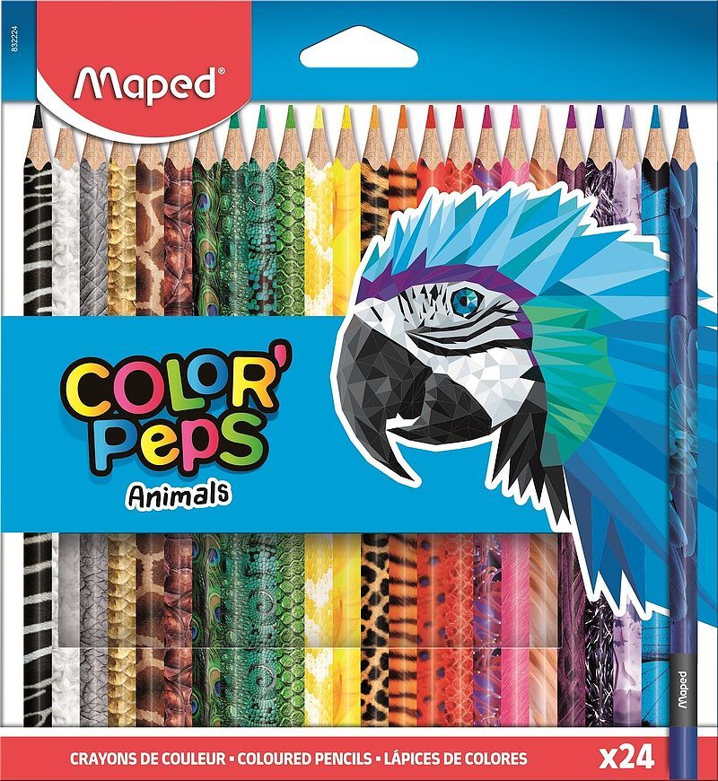 Kredki ołówkowe maped colorpeps animals trójkątne 24 kolory
