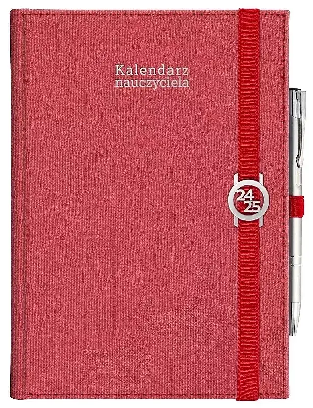 Kalendarz 2024/2025 nauczyciela b5 kraft  z gumką czerwony