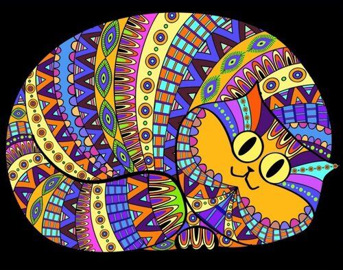 Kolorowanka Welwetowa Colorvelvet 47x35 cm Kocur + 12 flamastrów Carioca
