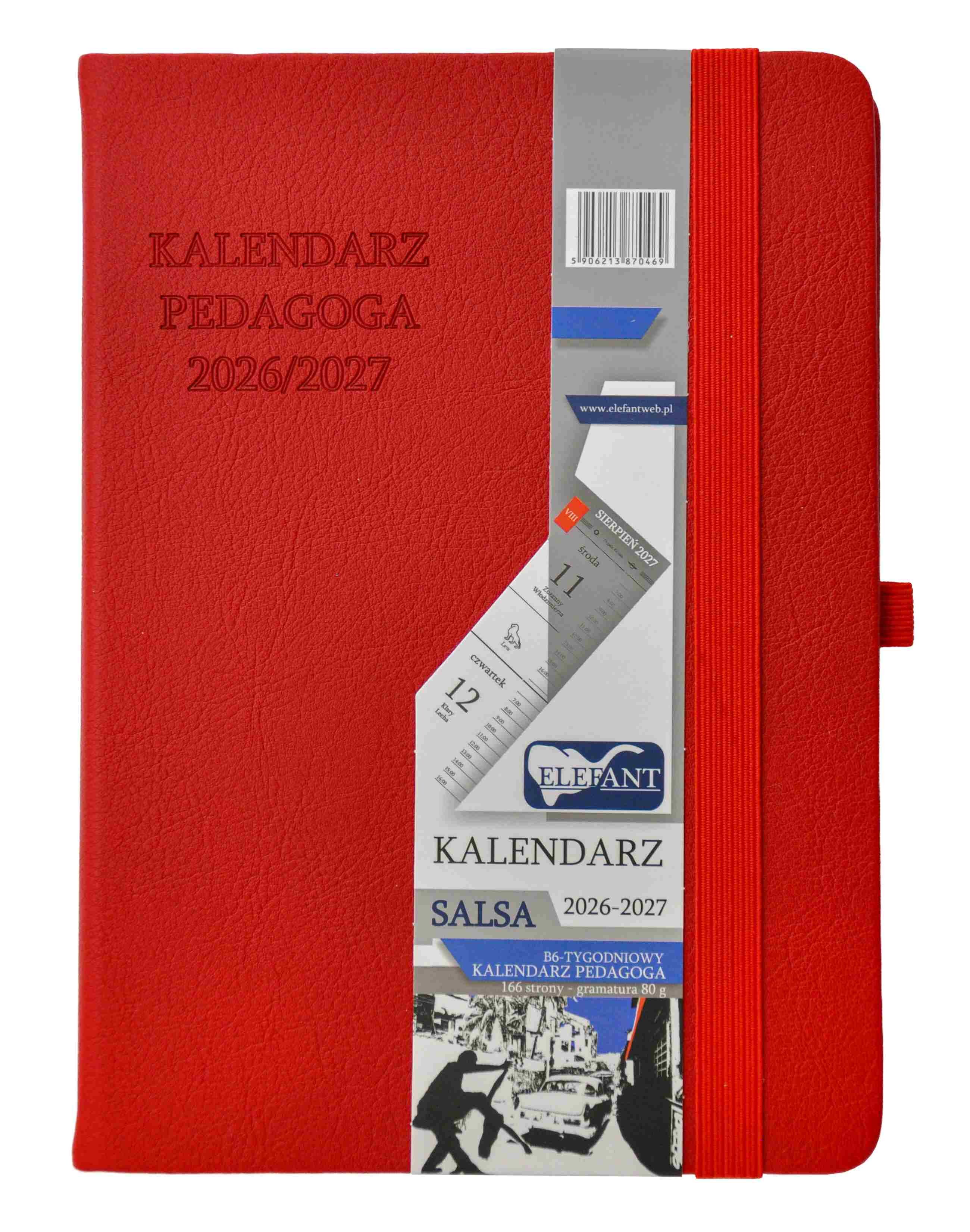 Kalendarz pedagoga 2026/2027 Salsa B6 tygodniowy czerwony
