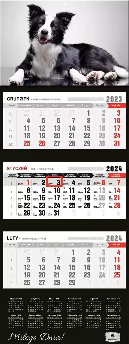 Kalendarz 2024 trójdzielny pies kt2-v. 46