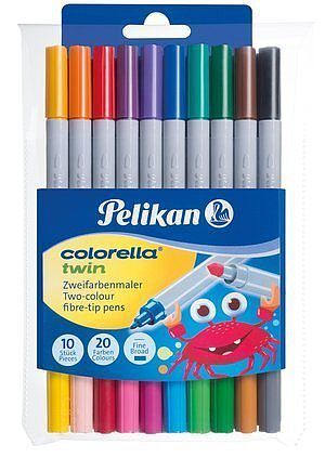Flamastry Colorella Twin dwustronne 10 szt. /20 kolorów
