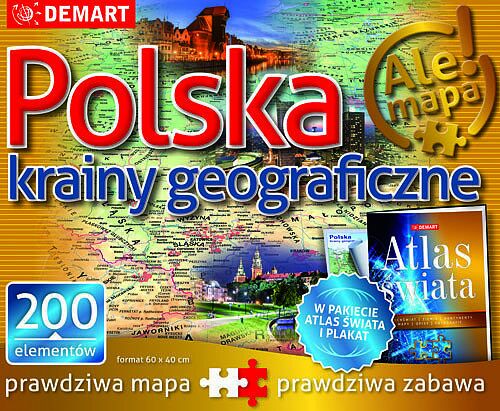 Puzzle 200 polska krainy geograficzne + atlas
