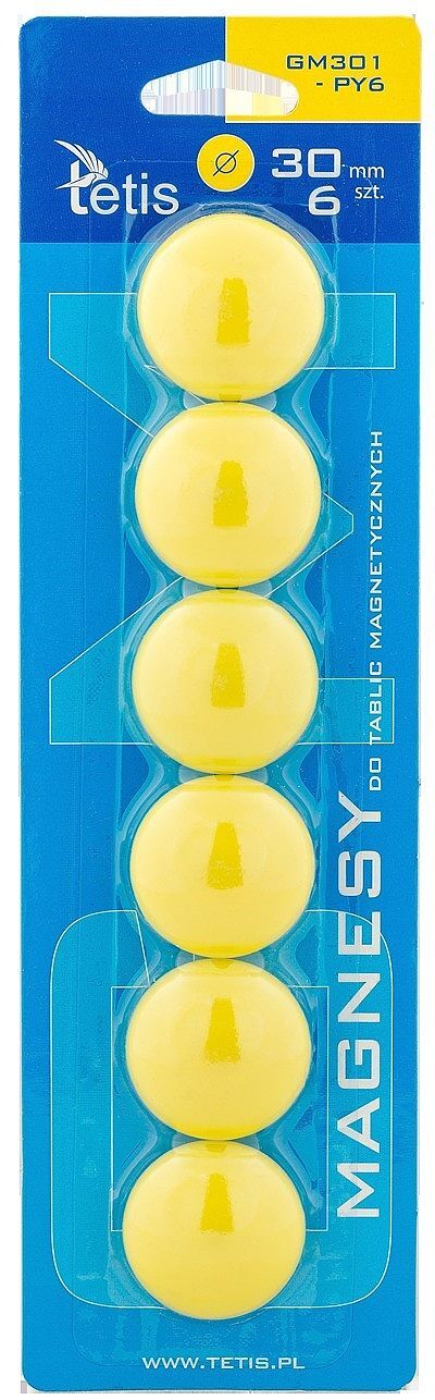 Magnesy do tablic tetis żółte gładkie 30mm/6