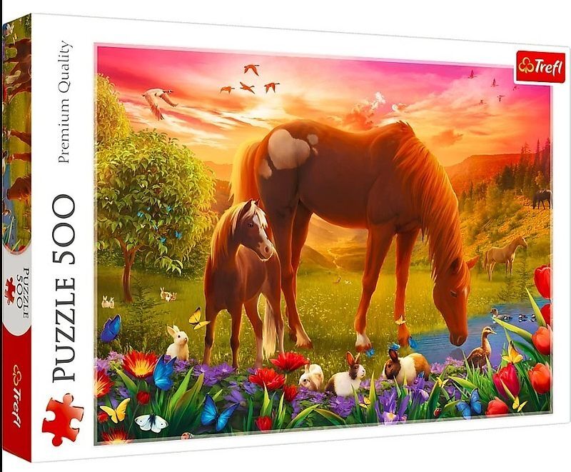 Puzzle Konie na łące 500