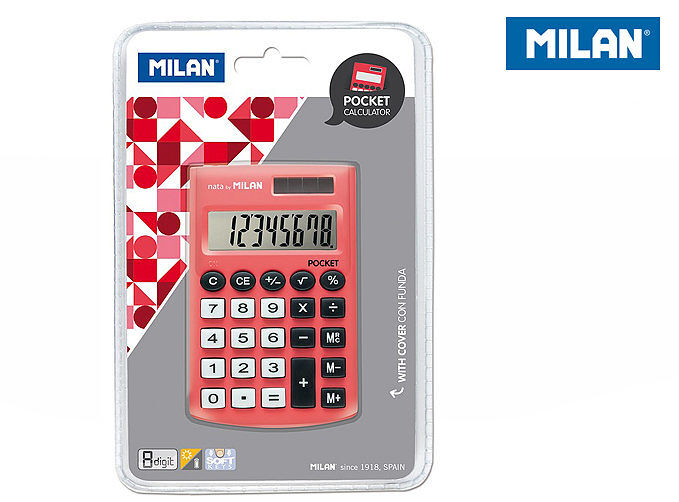 Kalkulator milan kieszonkowy pocket touch 8 pozycyjny czerwony