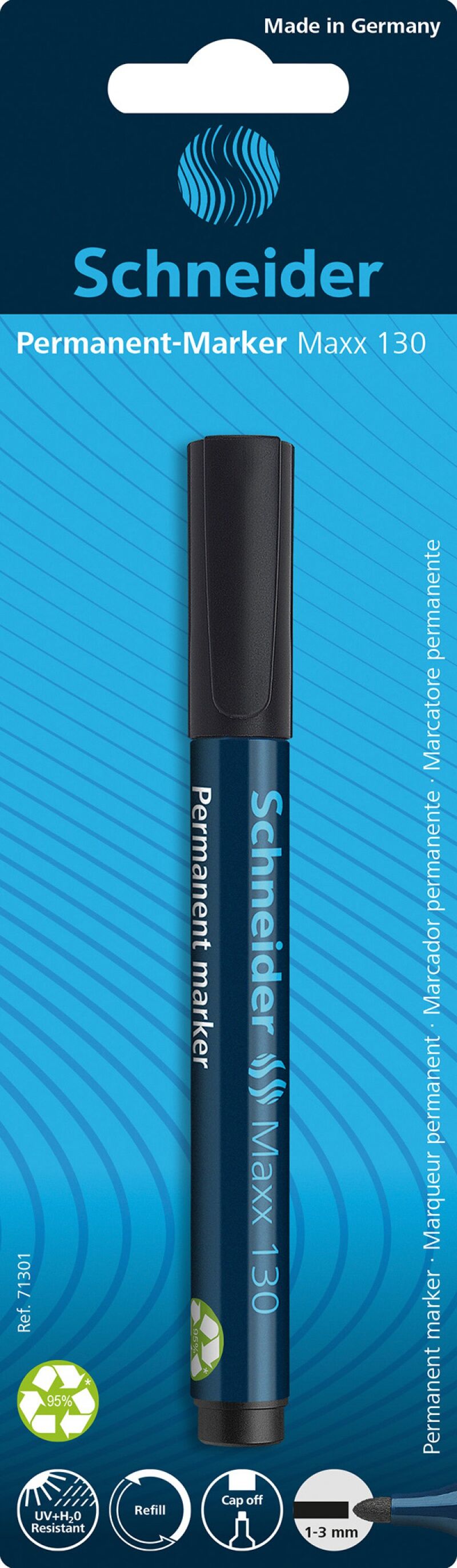Marker permanentny okrągła końcówka Schneider Maxx 130 czarny blister