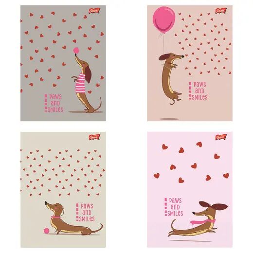 Paczka Zeszyt A4 32k.krata okładka laminowana Lovely Dachshund mix 15 sztuk