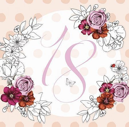 Karnet swarovski kwadrat cl1418_po urodziny 18 kwiaty