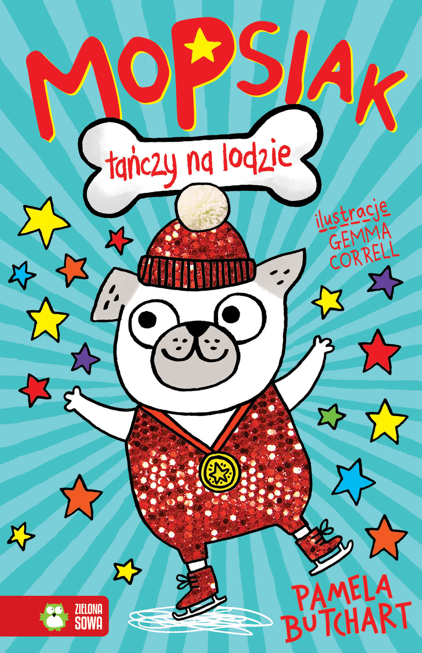 Mopsiak tańczy na lodzie
