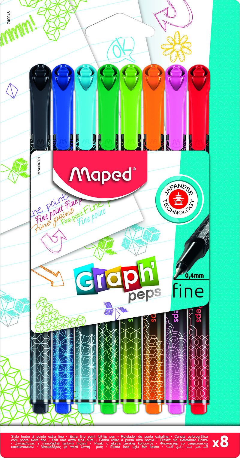 Cienkopis maped graph peps deco 8 kolorów blister