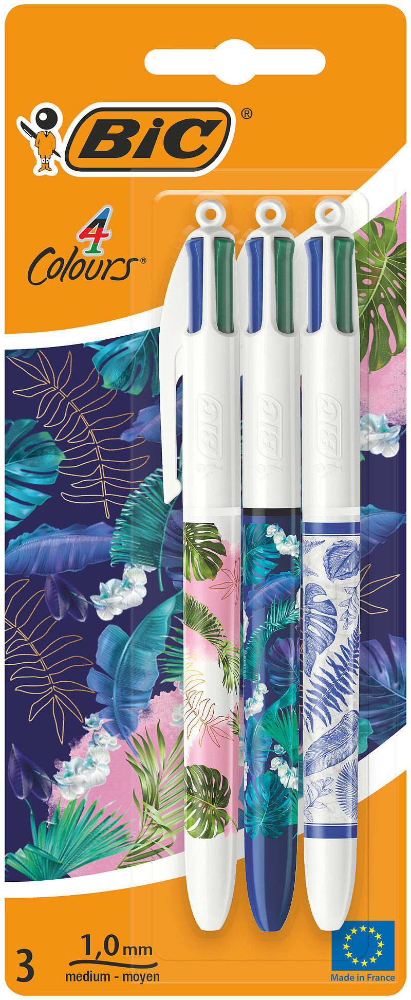Długopis 4 kolorowy bic message botanical  ast 3 szt. Blister