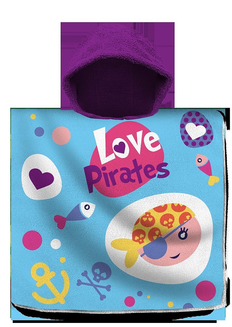 Poncho kąpielowe love pirates 120x60cm kl10597