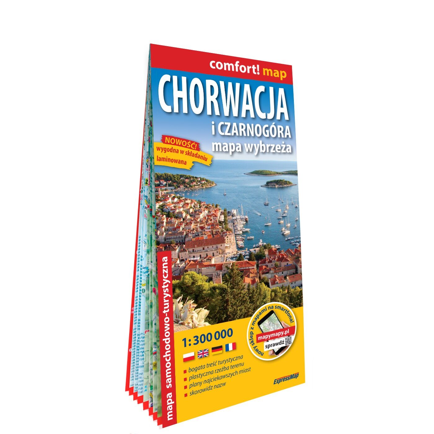Chorwacja i Czarnogóra mapa wybrzeża 1:300 000 laminat 2023