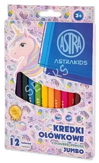 Kredki ołówkowe okrągłe jumbo astrakids unicorn 12 kolorów