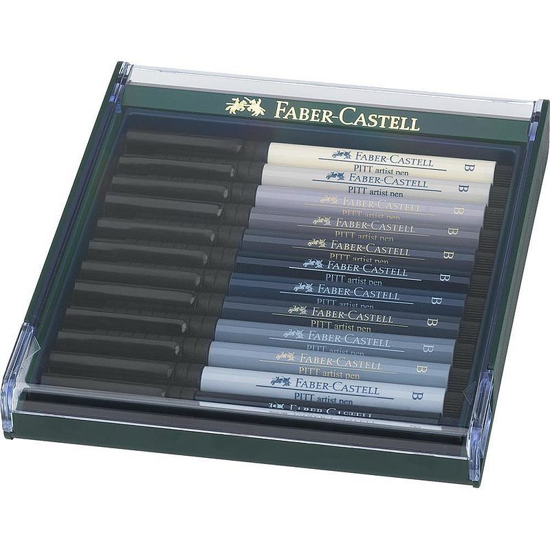 Pisaki faber-castell pitt artist pen brush 12 kolorów grey