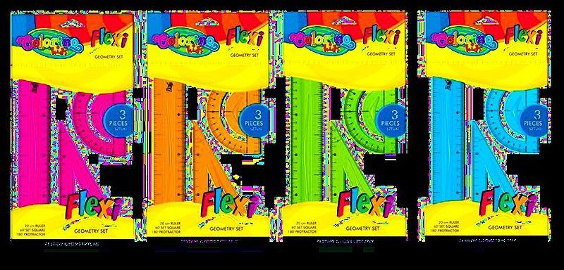 Zestaw geometryczny flexi 15 cm 3 elementowy 4 kolory colorino kids