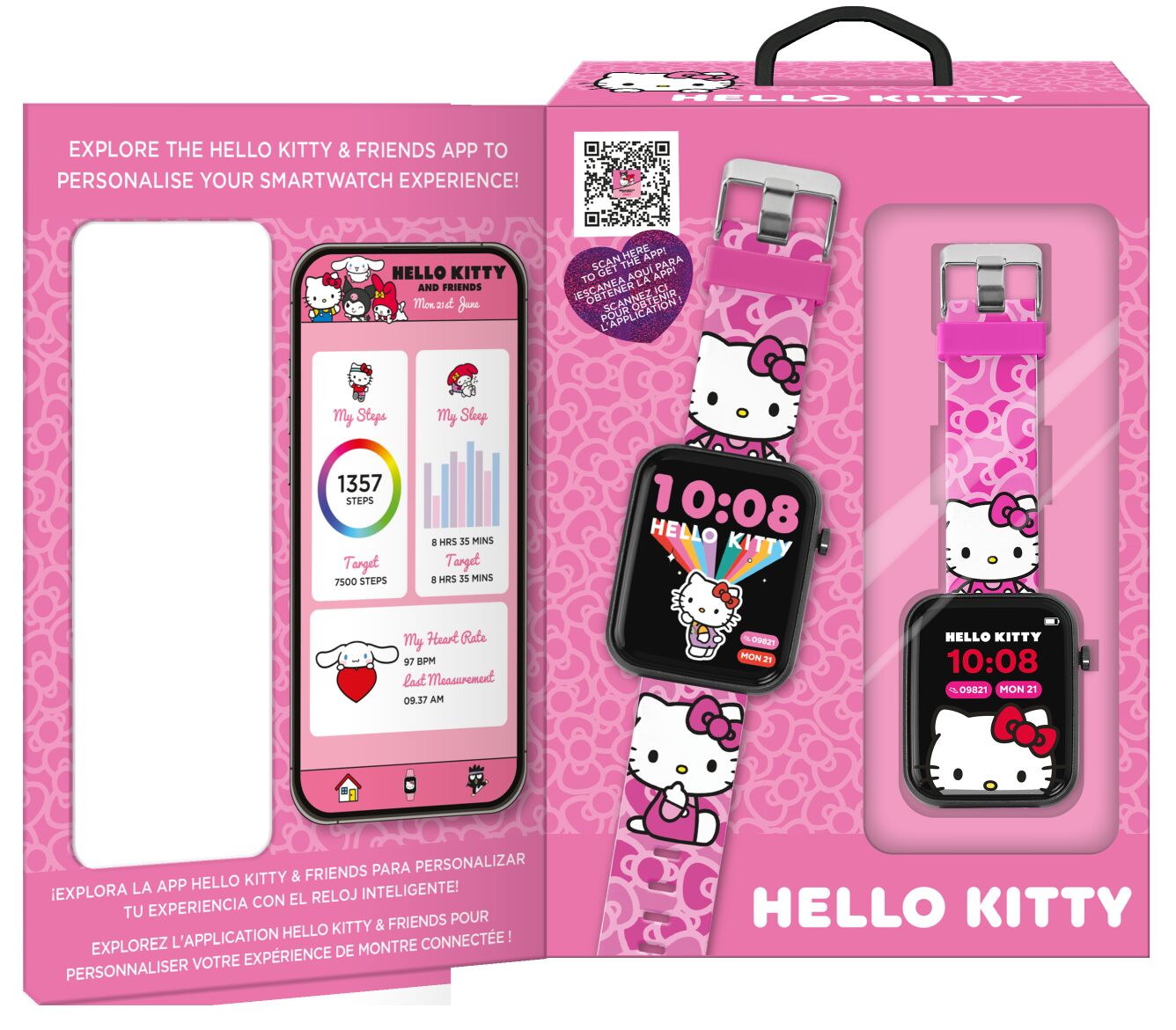 Smartwatch z Bluetooth Hello Kitty 12 funkcji i aplikacja Hello Kitty HK50264