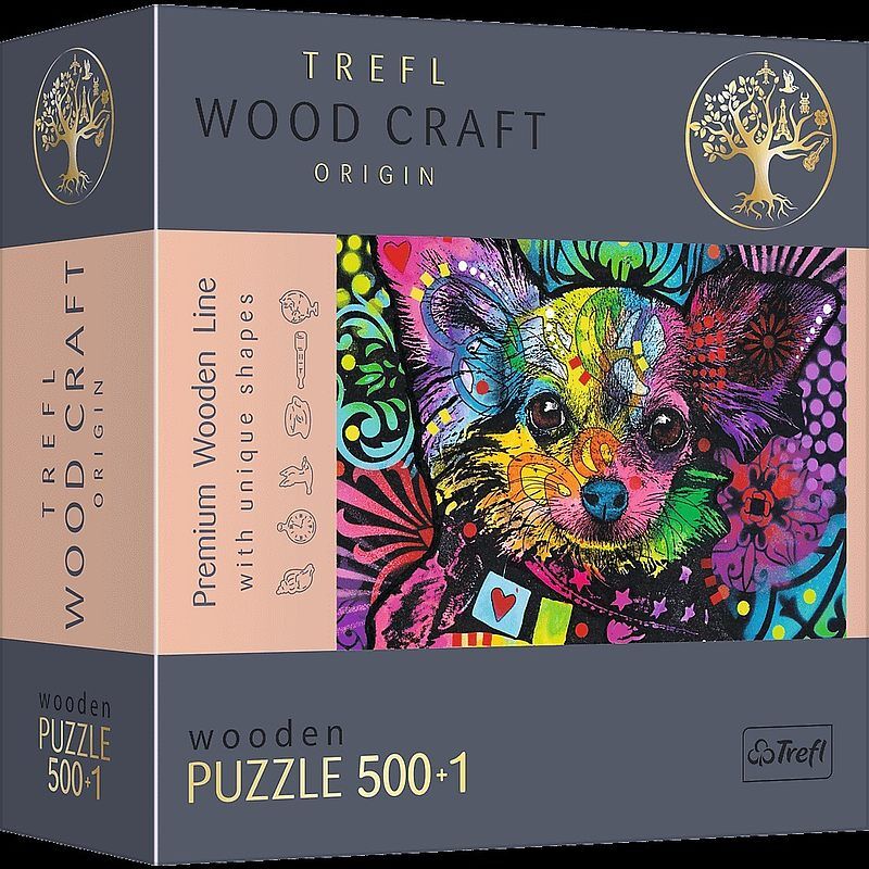 Puzzle 500+1 drewniane kolorowy szczeniak 20160