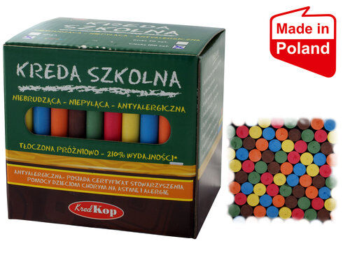 Kreda szkolna okrągła kolorowa 100 sztuk