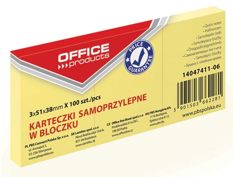 Bloczek samoprzylepny Office Products 3x38x51mm