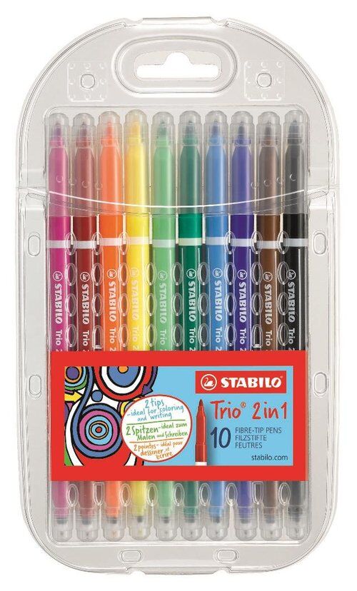 Pisaki dwustronne Stabilo Trio 2w1 etui 10 sztuk