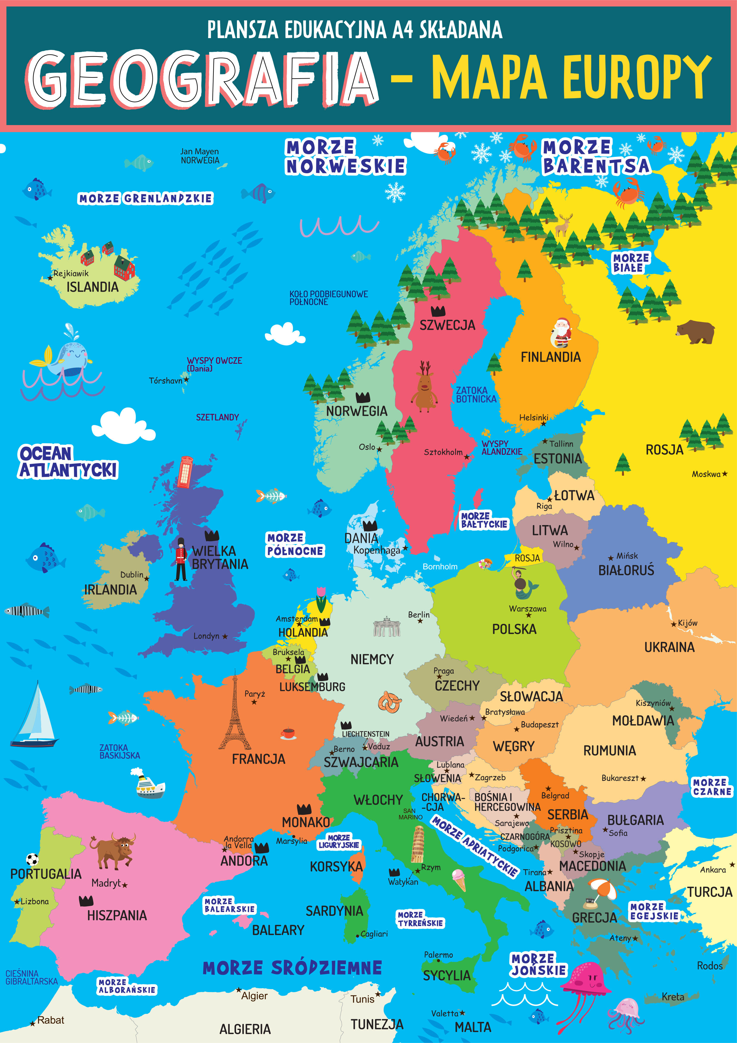 Karta edukacyjna Geografia Mapa Europy