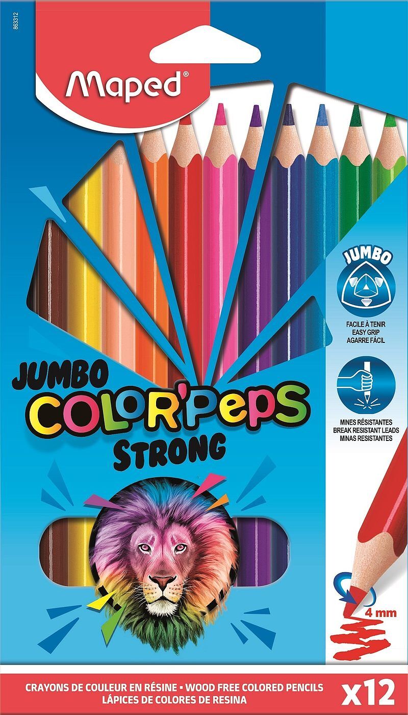 Kredki ołówkowe maped colorpeps strong jumbo trójkątne 12 kolorów