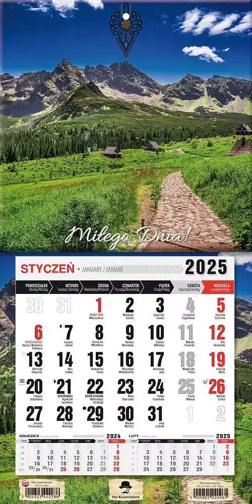 Kalendarz 2025 jednodzielny mini z magnesem tatry ktj2m-v. 23
