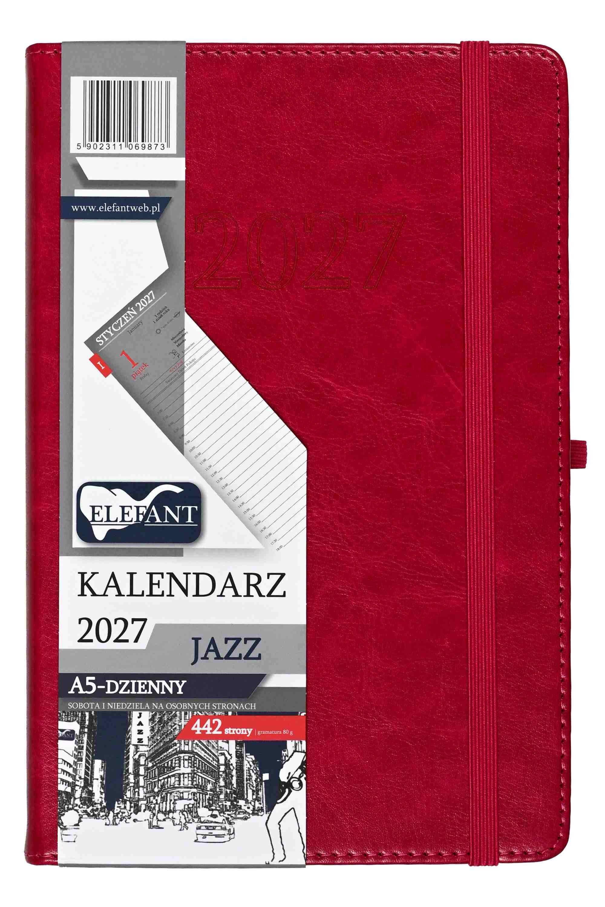 Kalendarz 2027 Jazz A5 dzienny różowy