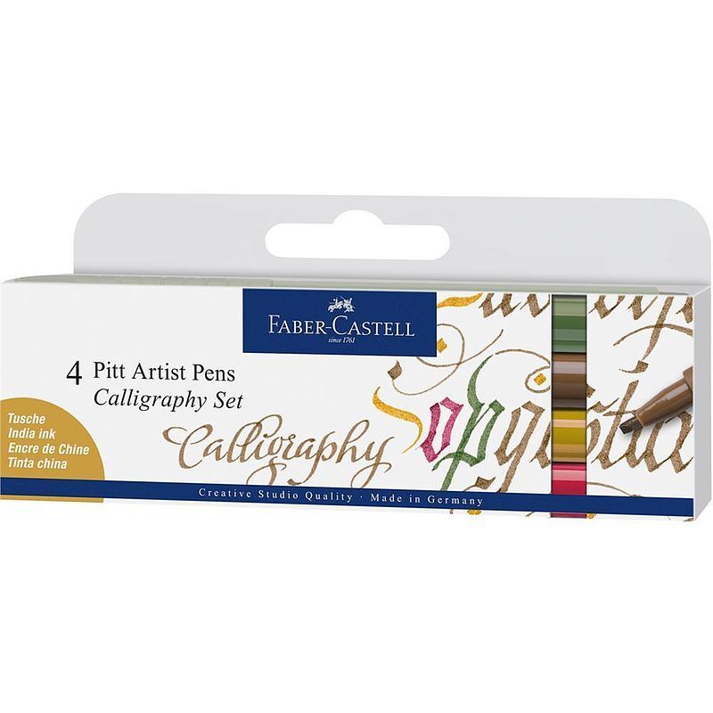 Zestaw do kaligrafii faber-castell pitt artist pen 4 sztuki (kol. 268, 174, 127, 178)