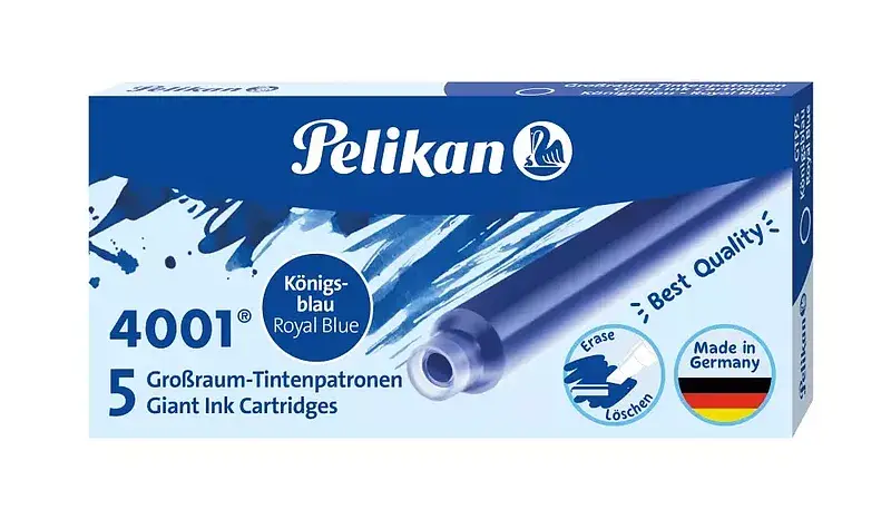Naboje do piór długie niebieskie pelikan 5 szt