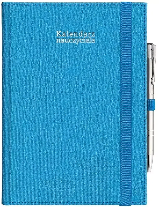Kalendarz 2024/2025 nauczyciela a5 kraft  z gumką niebieski