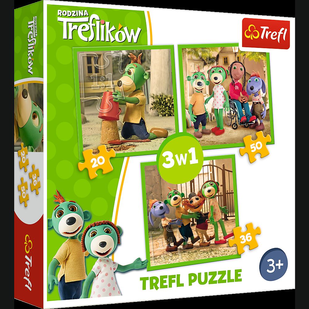 Puzzle 3w1 (20,36,50) Zabawy Treflików 34838
