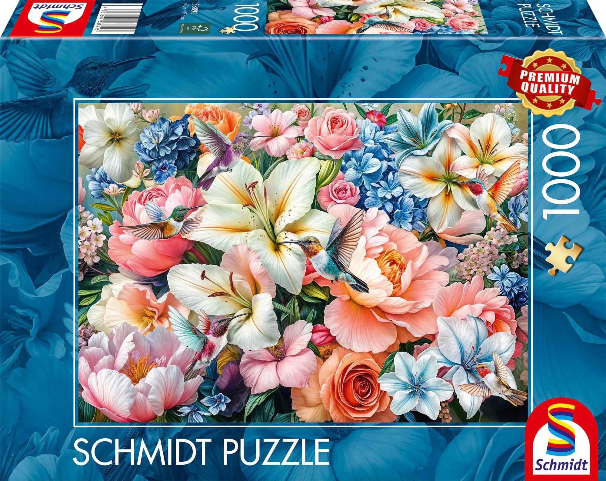 Puzzle 1000 PQ Kolibry i Kwiaty 114008