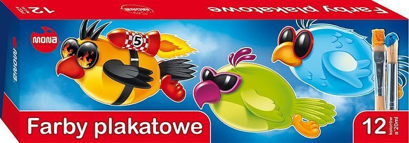 Farby plakatowe mona 12 kolorów, 20 ml