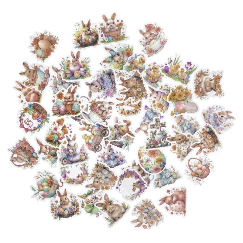 Naklejki winylowe Wielkanocne Vintage Bunnies 4-6cm 50szt.