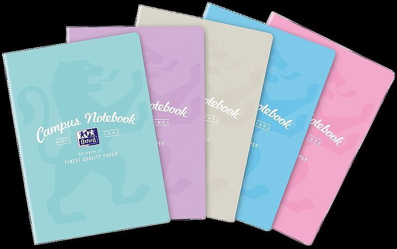 Zeszyt a4 60k kratka oxford campus pastel mix pakiet 5 sztuk