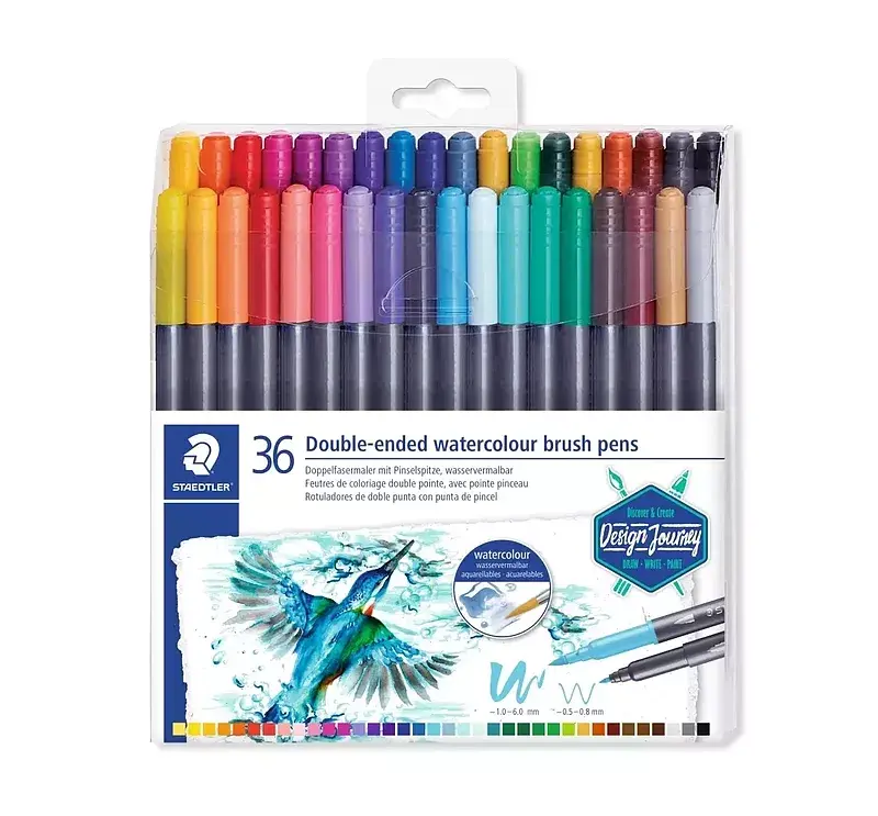 Flamastry staedtler design journey dwustronne brush pen do akwareli 36 kolorów