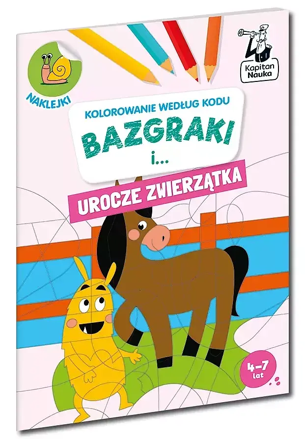 Kolorowanie według kodu. Bazgraki i urocze zwierzątka. Kapitan Nauka