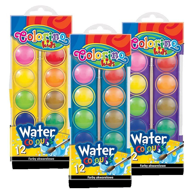 Farby colorino kids akwarelowe duża pastylka standard 12 kolorów