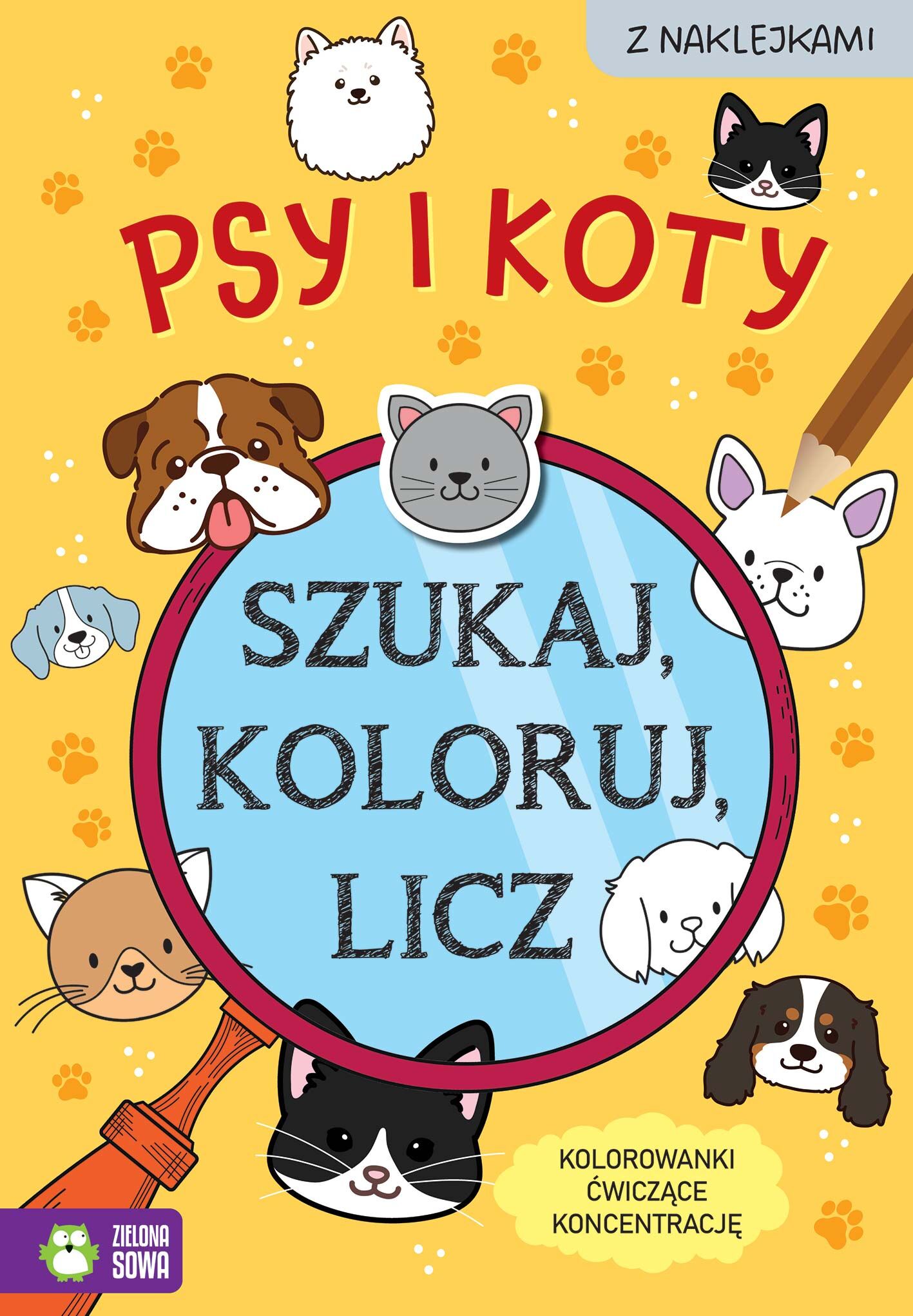 Szukaj, koloruj i licz. Psy i koty